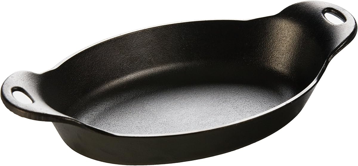 Lodge HOSD Heat Enhanced and Seasoned Cast Iron Oval Serving Dish, 36-Ounce