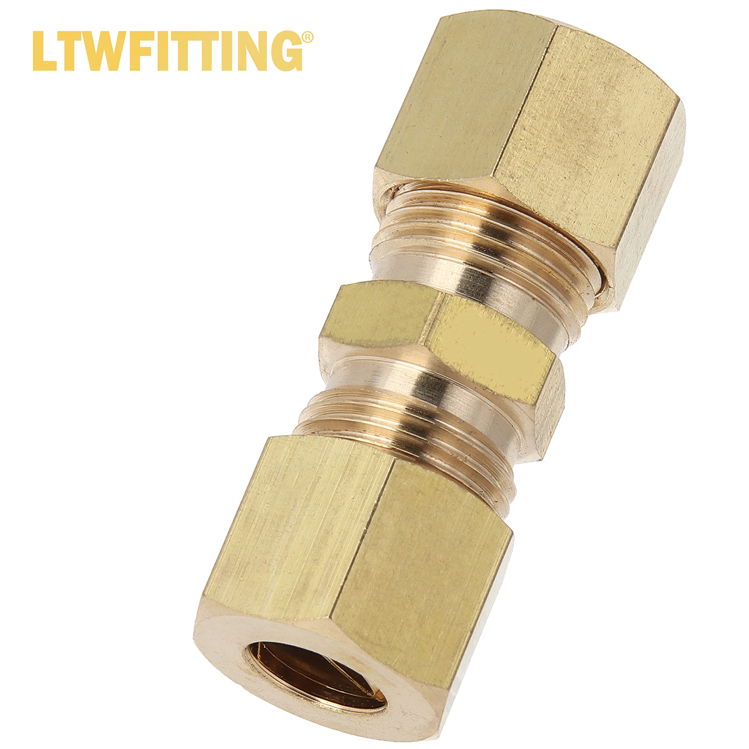 LTWFITTING Assortimento tubo OD 1/8" 3/16" 1/4" 5/16" ottone raccordo set (confezione da 40)