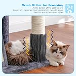 Hey-brother Arbre de chat, 250-280CM Plancher au plafond Cat Hauteur réglable, Tour d'escalade de chat pour chats Grand adulte avec poste de graissage, Cando de chat, Gris fumé MPJ091G