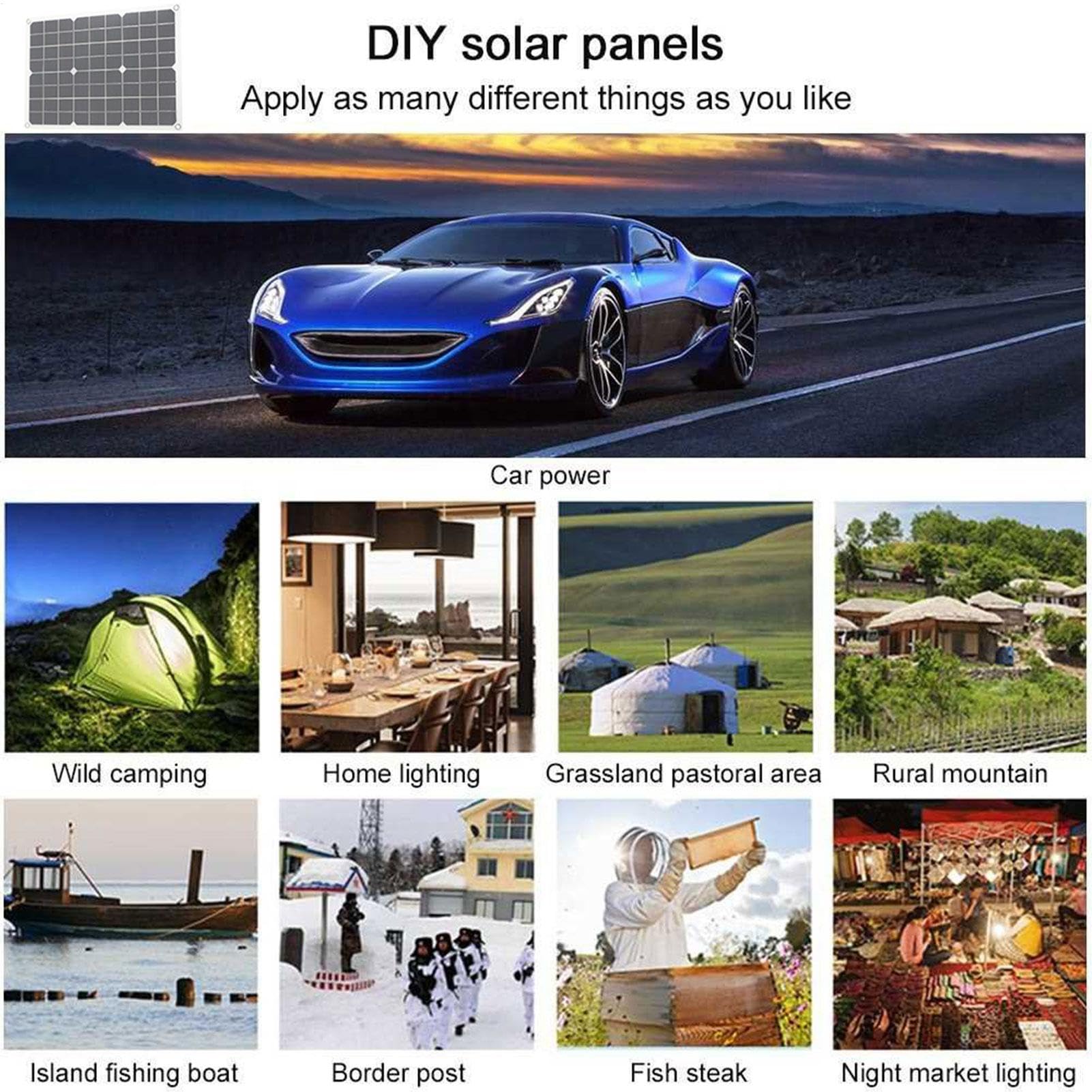Kit pannello solare – Inverter 300 W, regolatore di carica solare | 6000 W pannello solare kit con inverter e pannelli, kit di avviamento completo per la sicurezza a casa all'aperto