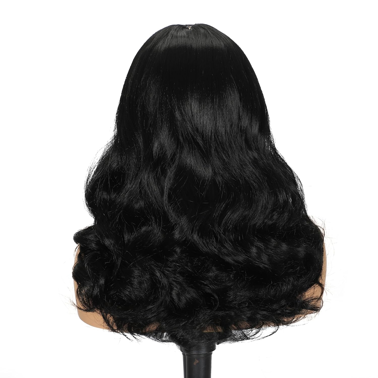 LEOSA Yaki Curly Headband Wig for Black Women Short Black Kinky Straight Half Wig with Headband Attached Wear and Go Glueless Wig with Unique Bouncy Curls in the End 16 Inches