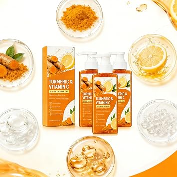 Turmeric and Vitamin C Body Scrub, Turmeric Vitamin C Scrub Body Wash, Travel Wash, Cleaning Care, Gentle Exfoliation, Promotes Smooth and Shiny Skin, Suitable for Arms,Legs and Body 3