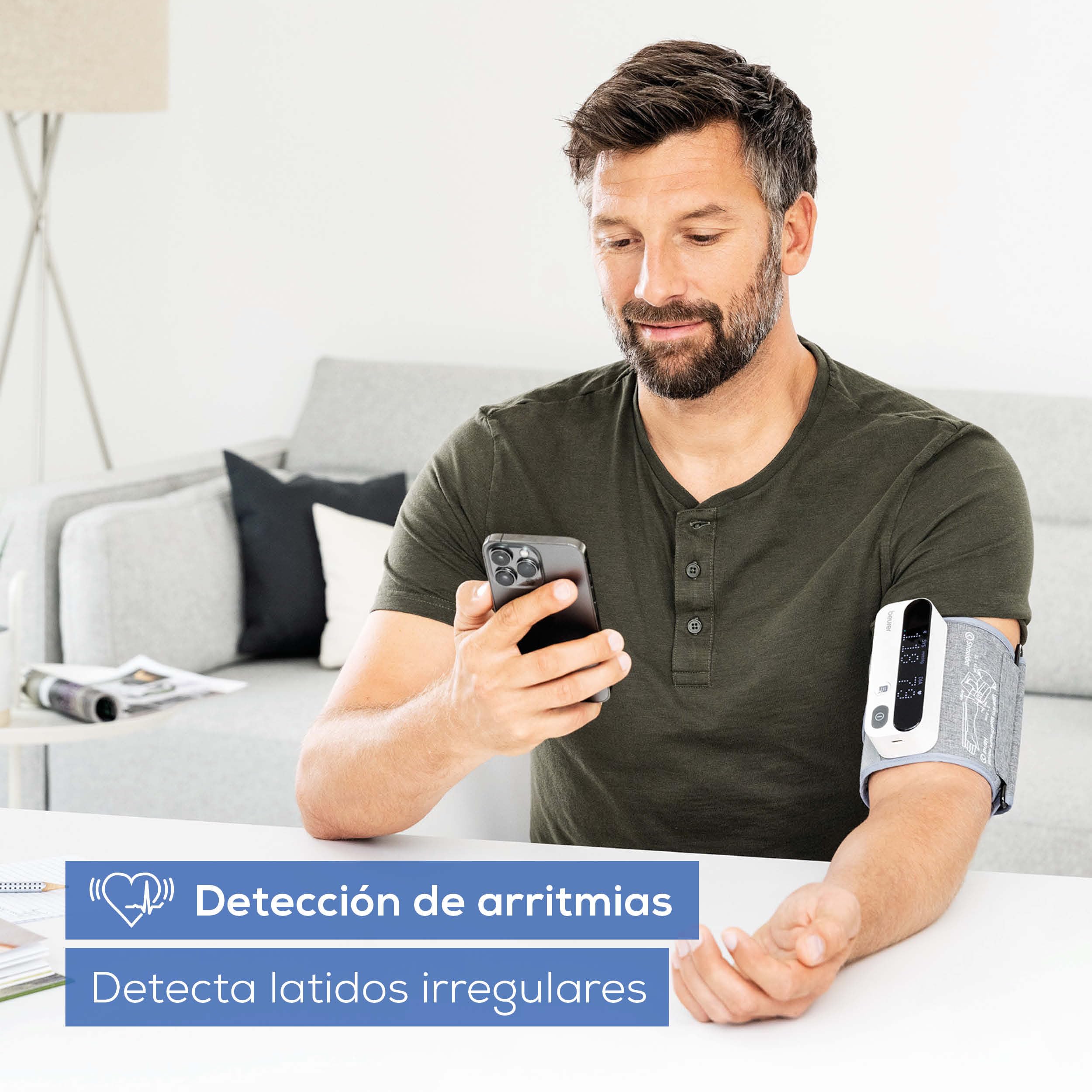 Beurer BM 59 Tensiómetro de Brazo, Brazalete Sin Tubos, Indicador de Riesgo LED, Detección de Arritmias, 22-42 cm, App, Apple Health