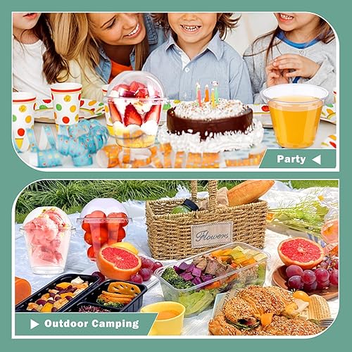 Miniatura 7 de Giwrmu 50 tazas de postre de plástico transparente de 8 onzas con tapa de cúpula, tazas desechables para helado y tazas de parfait, vasos de