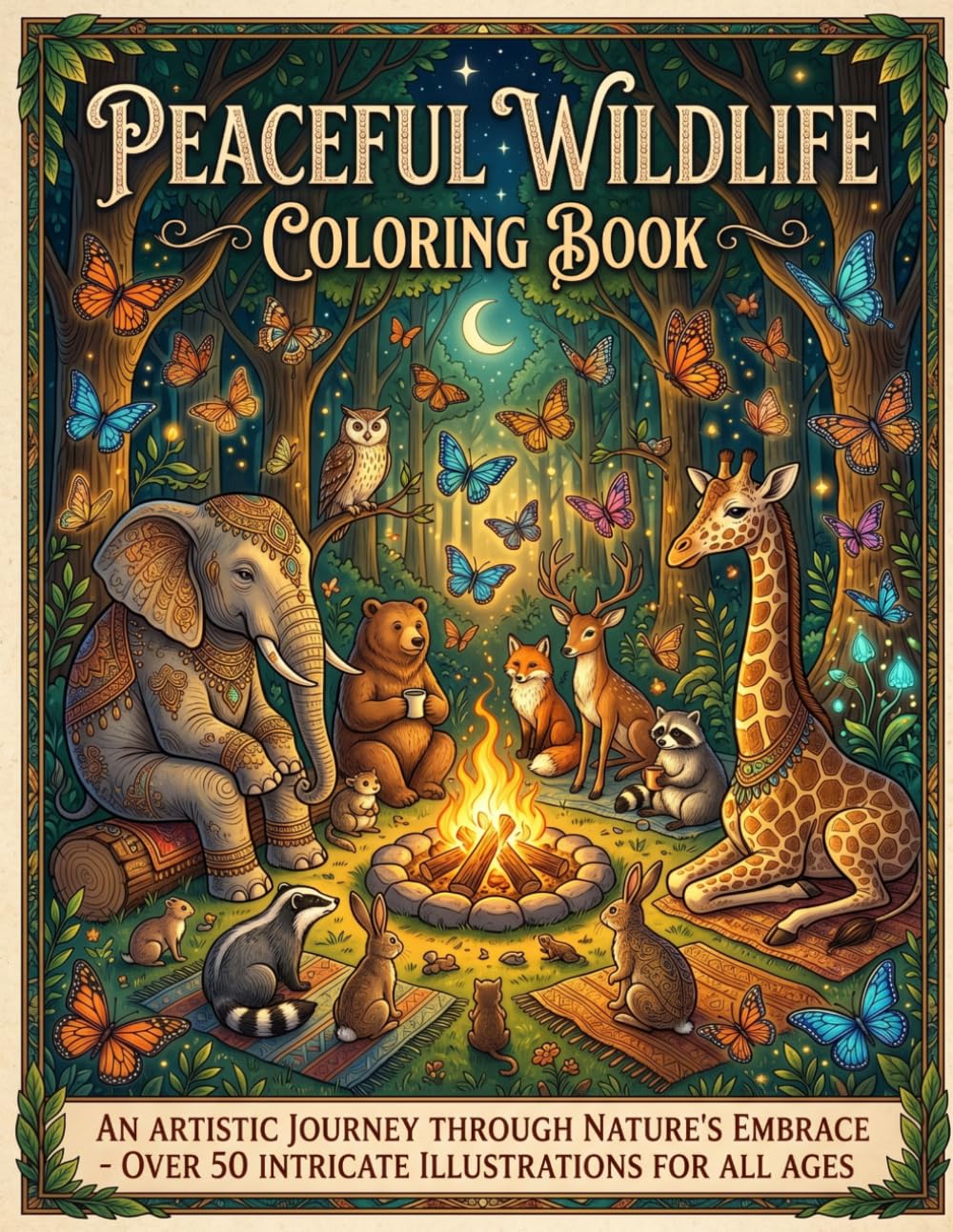 Peaceful Wildlife Coloring Book: AN ARTISTIC JOURNEY THROUGH NATURE'S EMBRACE - OVER 50 INTRICATE ILLUSTRATIONS FOR ALL AGES