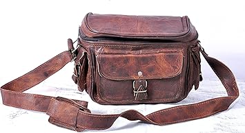 pranjals house Leather Brown Padded Camera Bag with Lens Partition (Brown 1)