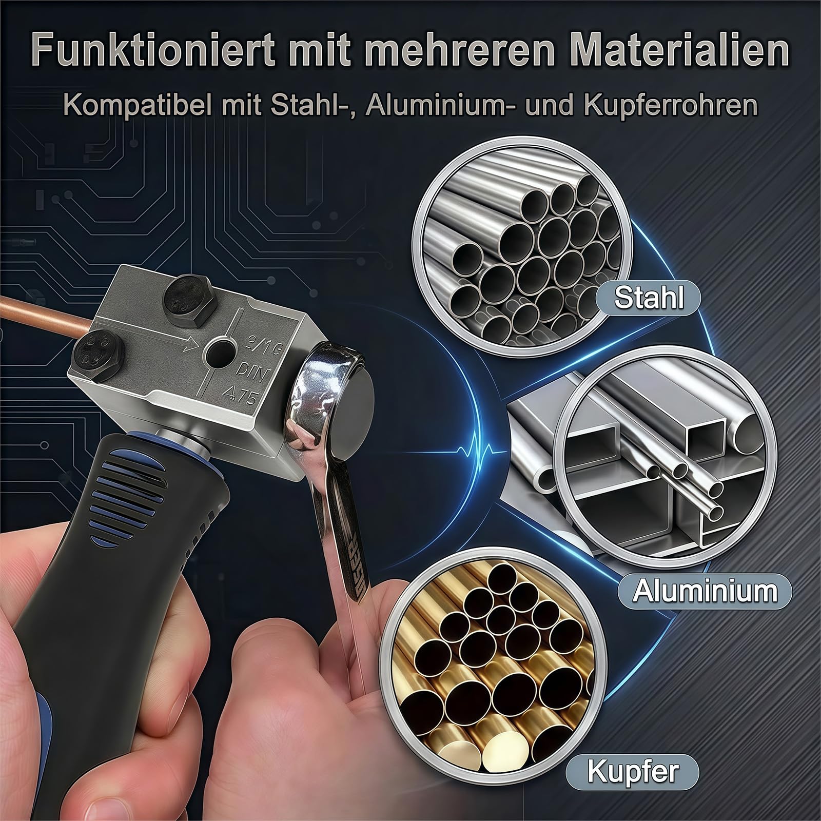 Bremsleitung Bördelgerät für DIN Bördelungen 4,75 mm 3/16 Zoll Doppel Bördelgerät Bremsleitung Kfz Set Universal, Kfz Bremsleitungen für Kupfer Nickel Stahlrohre für Kfz-Bremssysteme