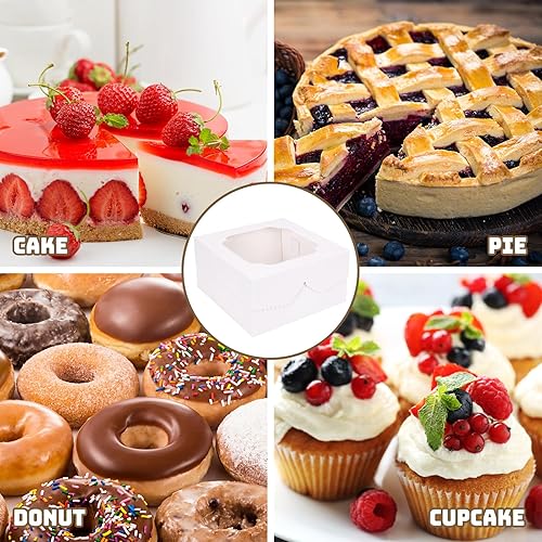 Miniatura 19 de Moretoes 40 cajas para pasteles, cajas blancas de panadería de 10 x 10 x 5 pulgadas con ventana para el día de San Valentín, día de la madre