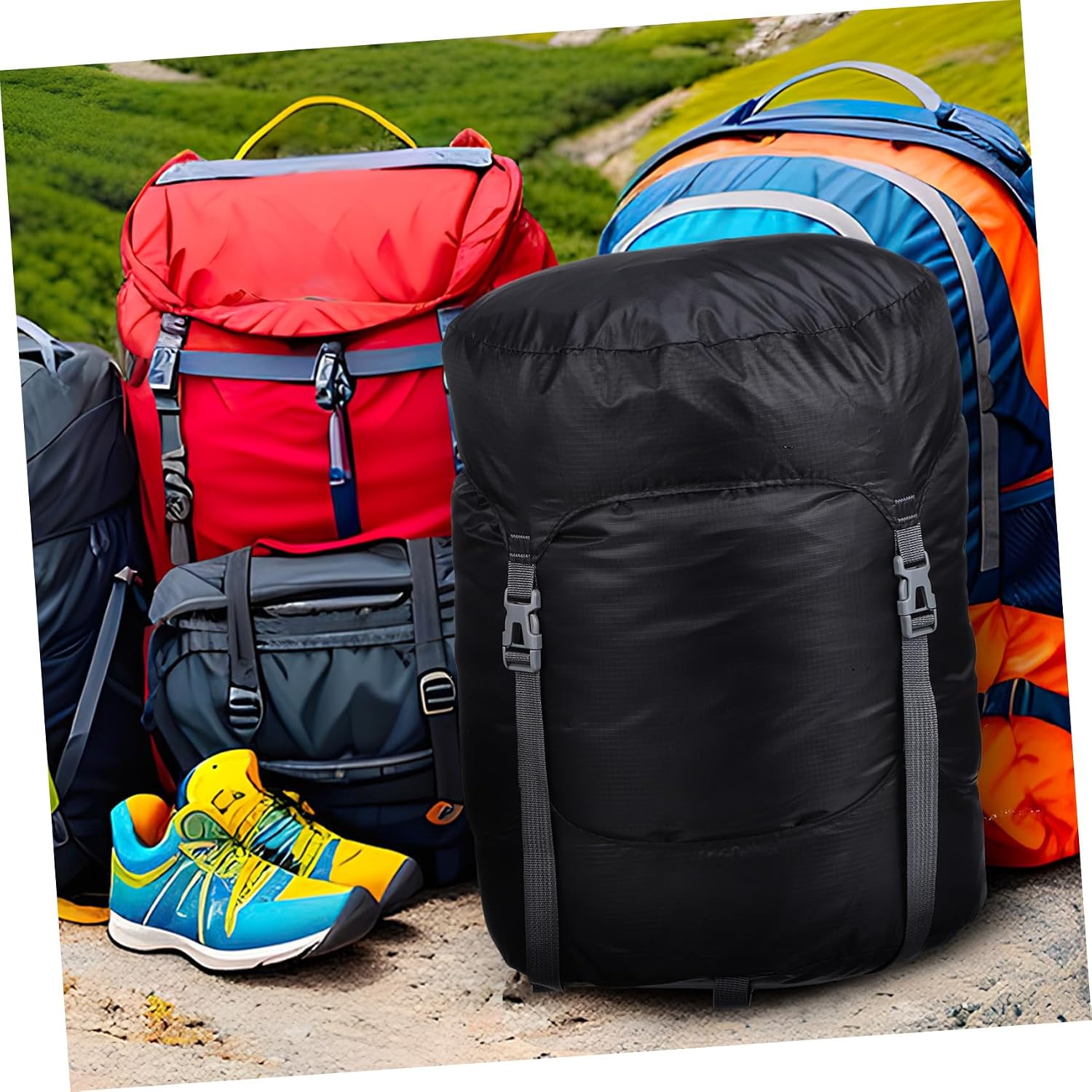 Sleeping Bag Compression Sack Drawstring Closure Compact Storage for Backpacking Liner Sturdy Material Easy to Pack