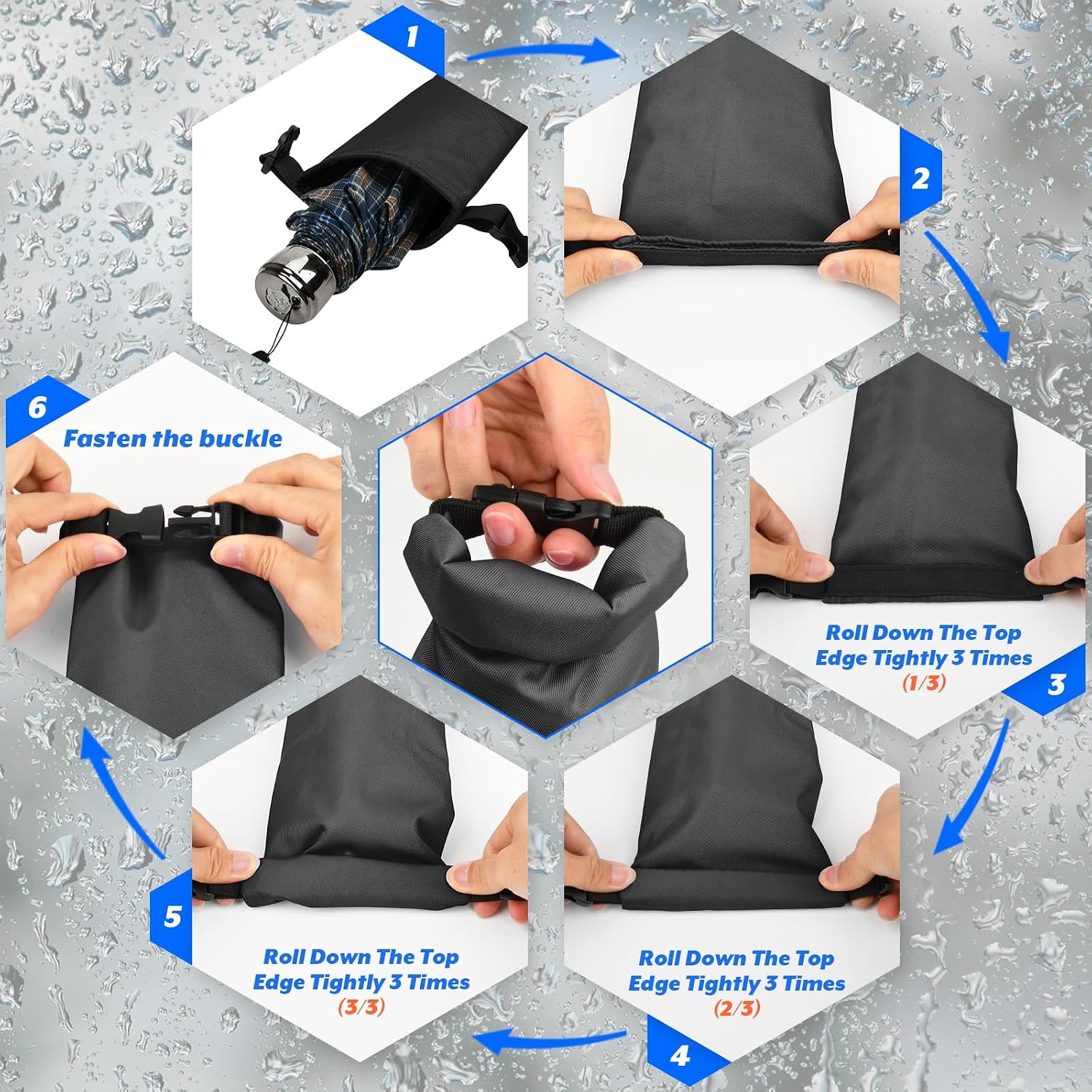 Cosmos 1 Pc Umbrella Bag Waterproof Travel Umbrellas Storage Pouches Wet Umbrella Cases Folding Umbrellas Sleeves Covers Portable Travel Umbrella Carry Bag for Home Outdoor (Black Color) image 3