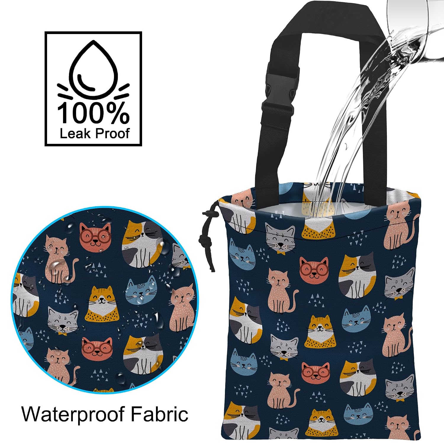 Car Trash Bag Cute Cat Car Garbage Bag Hanging Car Trash Can for Back Seat with Drawstring