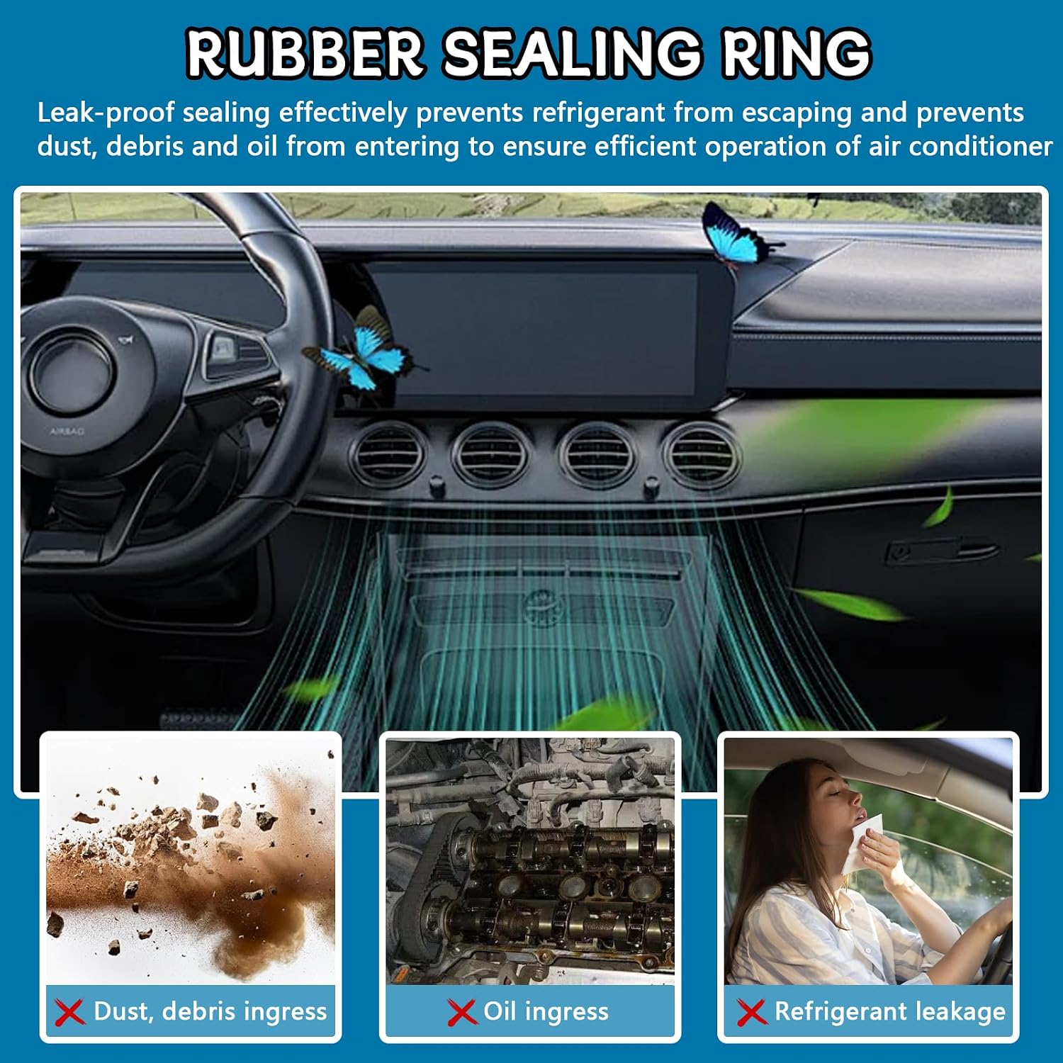 4PCS Car A/C Valve Core Caps, Air Conditioner Valve Caps, Leakproof R134a AC System Charging Port Cap, Dustproof High & Low Pressure Cap Replacement, Universal Professional Vehicle Accessories (4PCS)