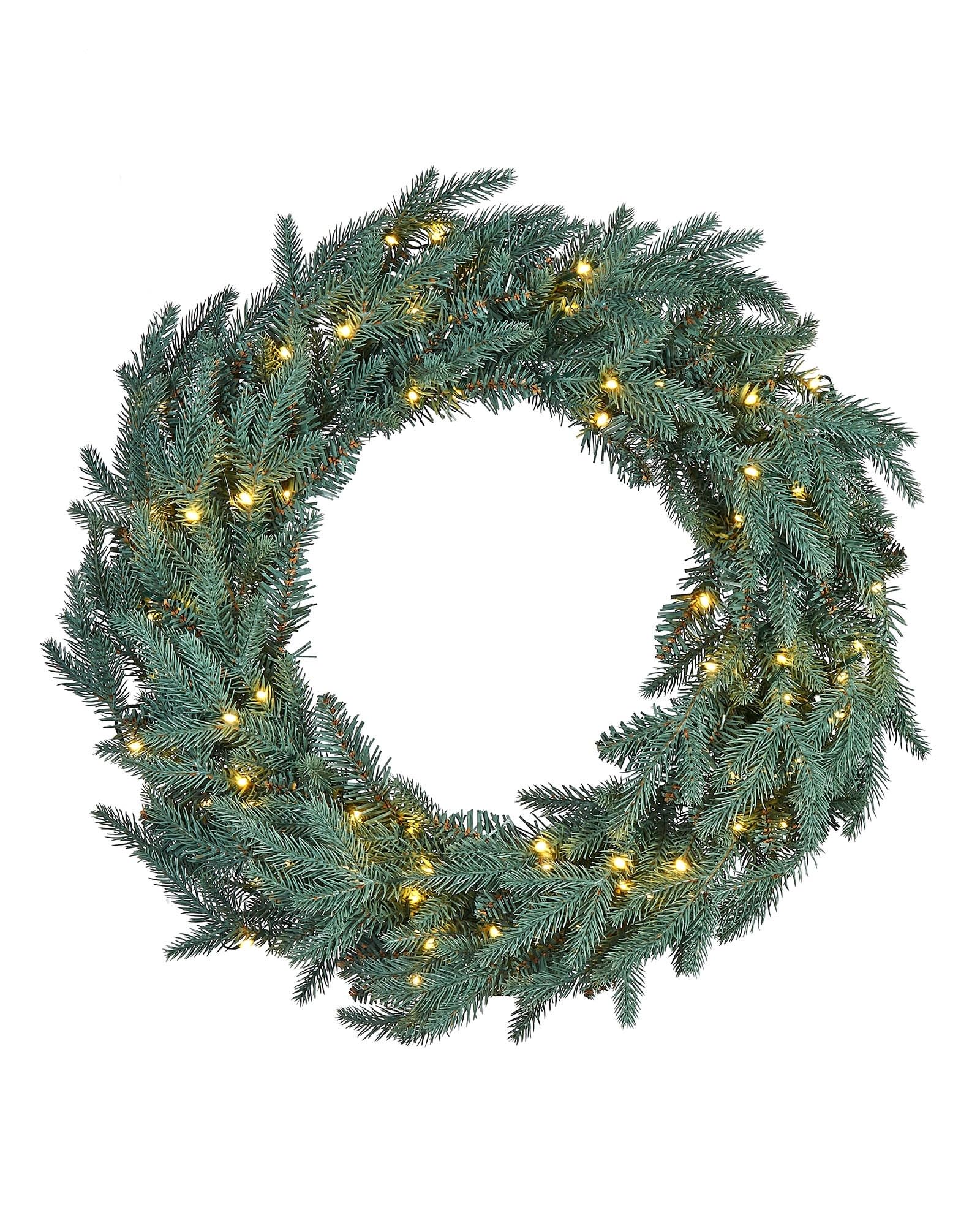 Pre-Lit Blue Mixed Pine Wreath, 60 cm