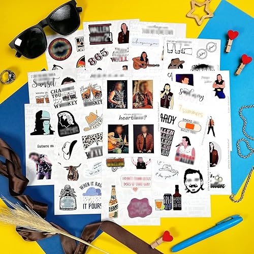 Miniatura 6 de BulbaCraft 100 calcomanías de cantante de country  mercancía de música country, calcomanías de música impermeables para fundas de teléfono y