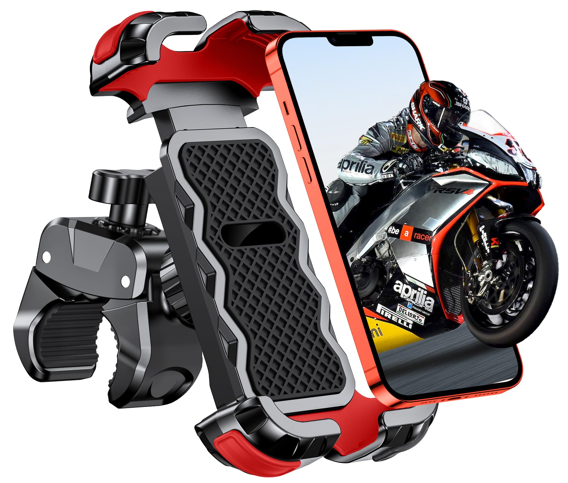 Babacom Soporte Movil Moto 360° Rotación, Cerradura 1s y Protección Segura Soporte Movil Bicicleta para Manillar de 0.7…