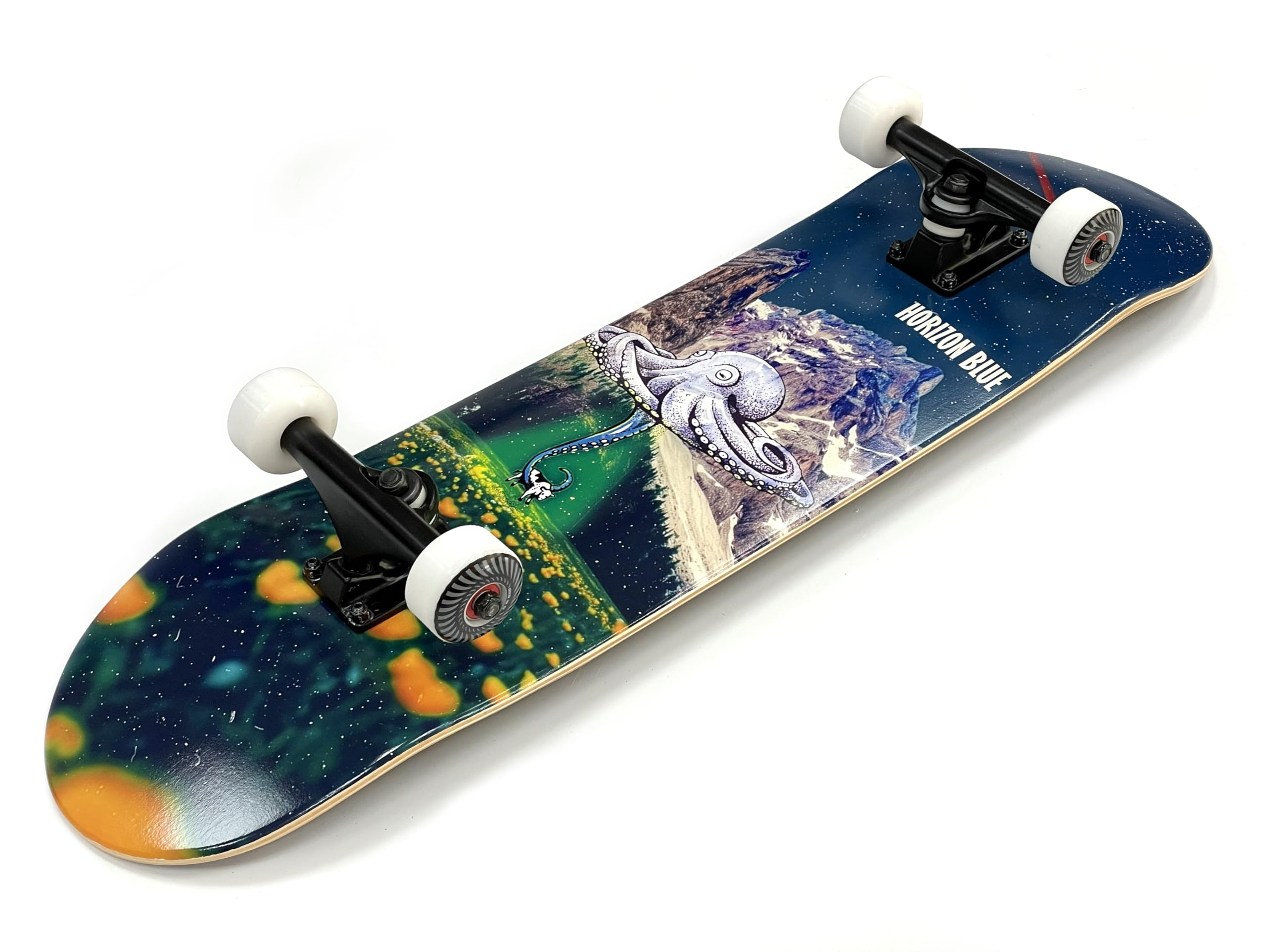 HORIZON BLUE Skateboard en érable 80,6 cm pour débutants, intermédiaires et professionnels