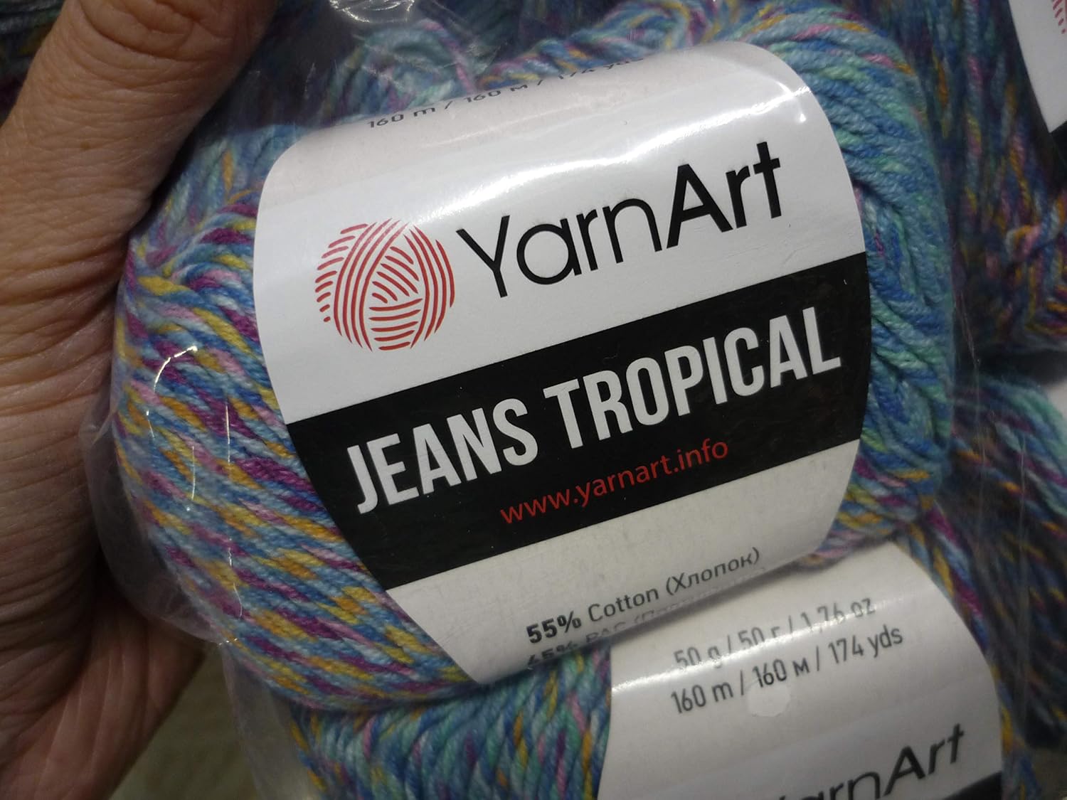 55% Cotton 45% Acrylic Yarn YarnArt Jeans Tropical Cotton Blend Thread Crochet Hand Knitting Art Lot of 8 skn 400 gr 1392 yds Color Gradient 618