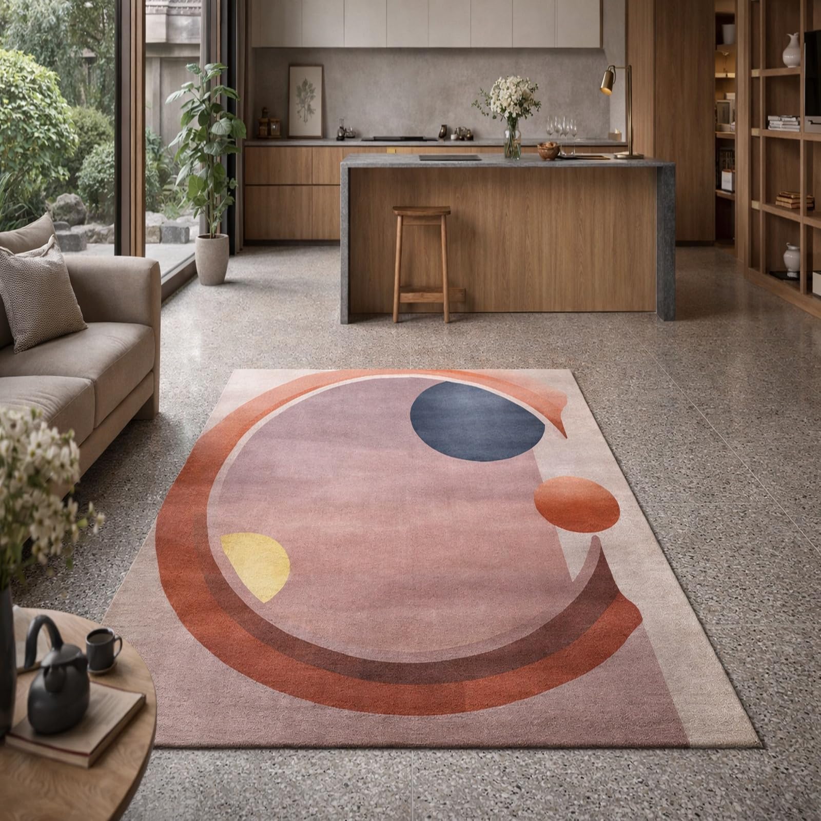 Tapis coiffeuse chambre pour éliminer la monotonie des sols avec style géométrique