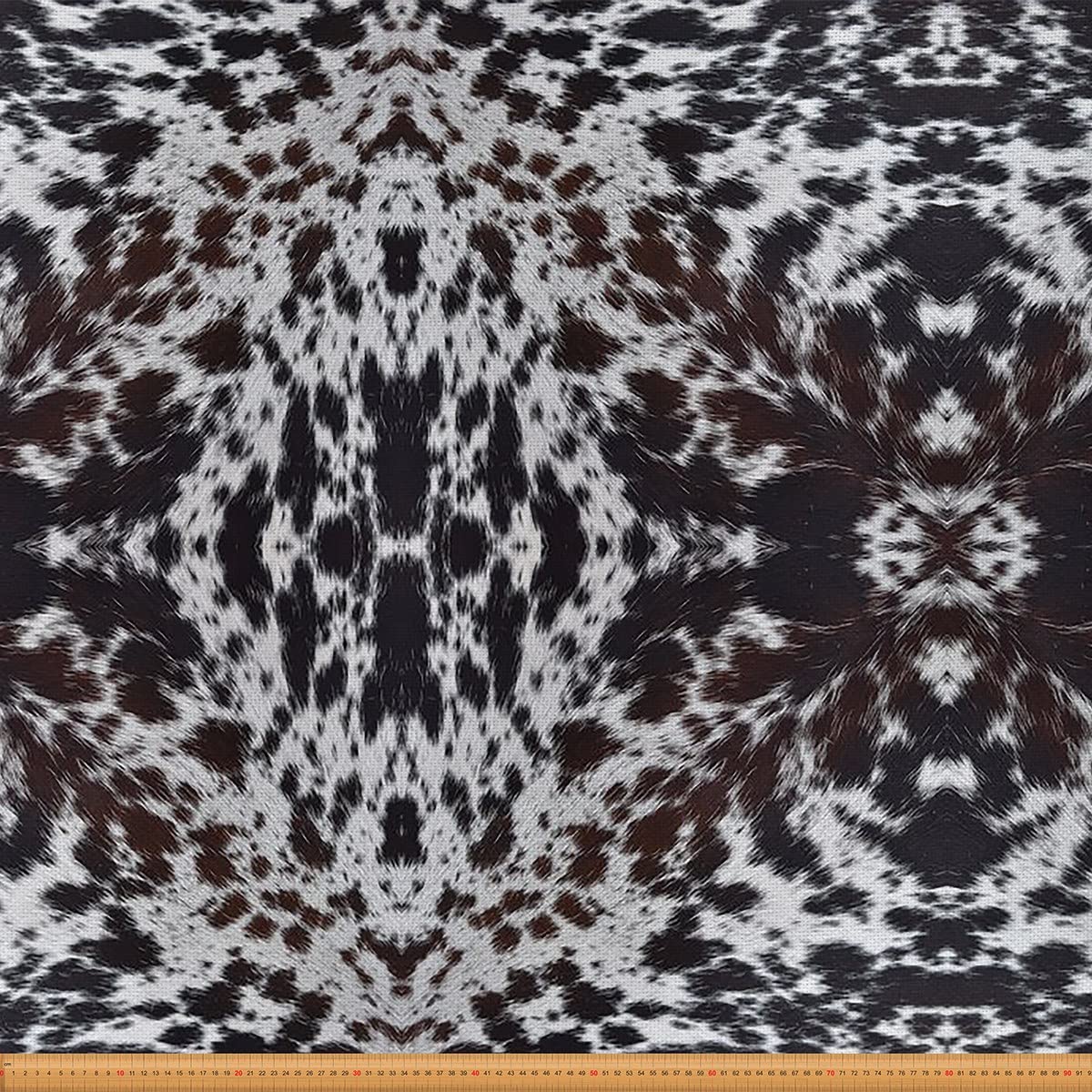 Western Brown Cowhide Fabric by The Yard, Aztec Black White Cow Print Upholstery Fabric, Rustic Farm Animal Decorative Fabric for DIY Quilting Sewing, Cowboy Cowhide Fabric, 3 Yards, Black White
