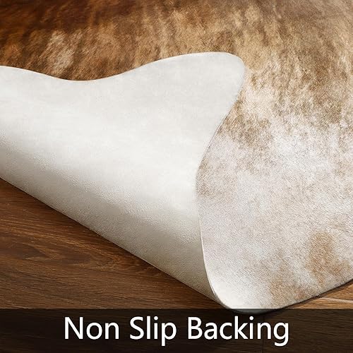 Miniatura 8 de AROGAN Western Decor Alfombra de Pelaje Sintético de Piel de Vaca, 6.2 x 5.2 Pies Alfombra Premium de Piel Animal de Vaca, Alfombras Duraderas con