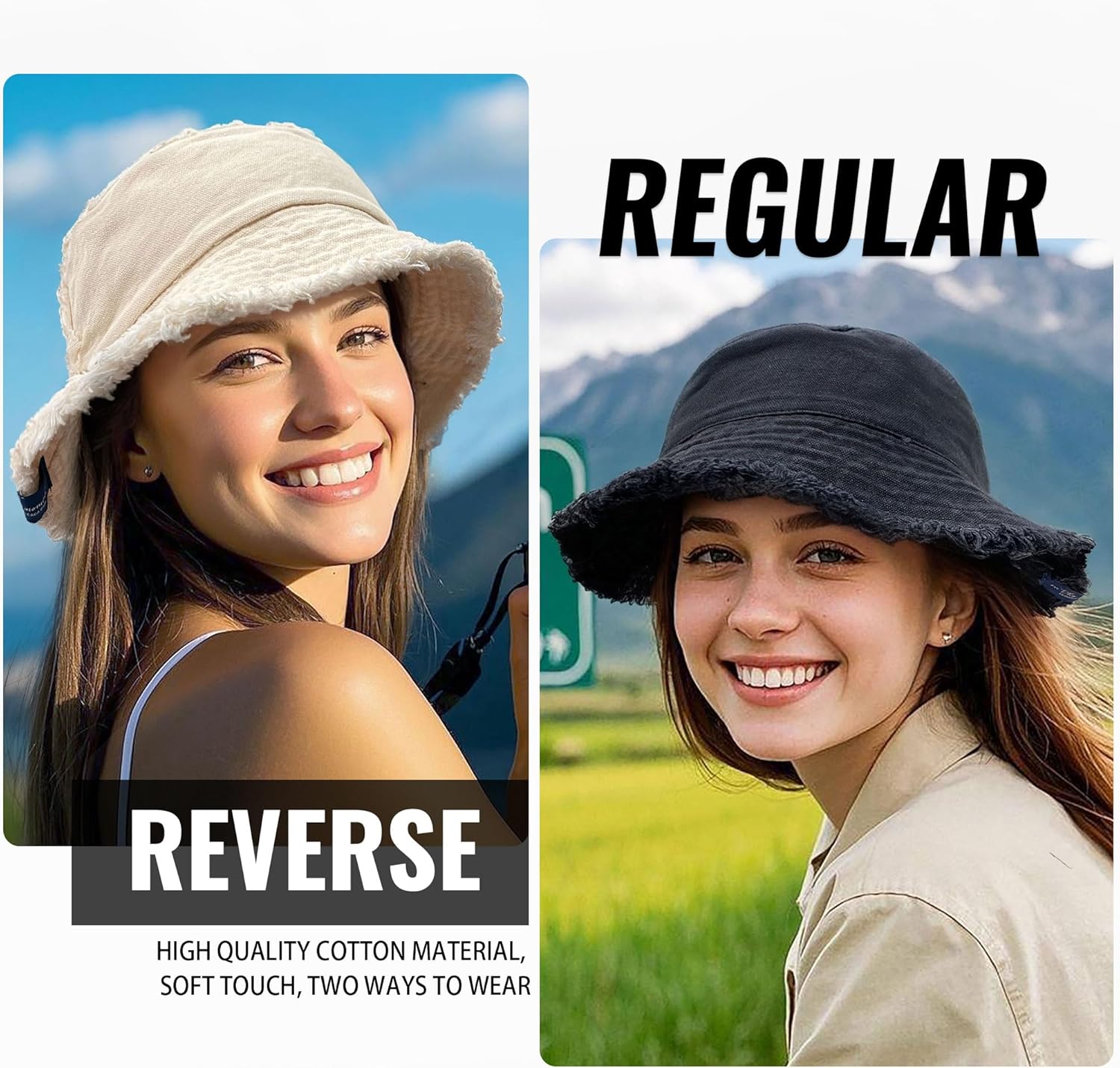 Clakllie Bucket Hats for Women Men Summer Fisherman Cap Washed Cotton Sun Hat Packable Hiking Cap Outdoor Travel Beach Hat - Image 7