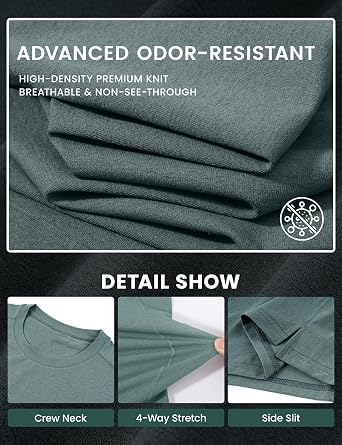 Eisctnd Workout Shirts for Men Dry Fit Cooling Moisture Wicking Gym Tee