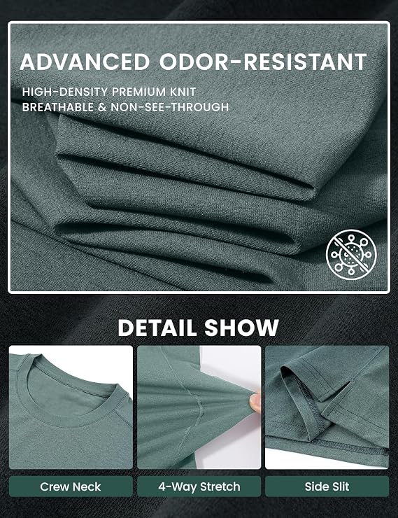 Eisctnd Workout Shirts for Men Dry Fit Cooling Moisture Wicking Gym Tee