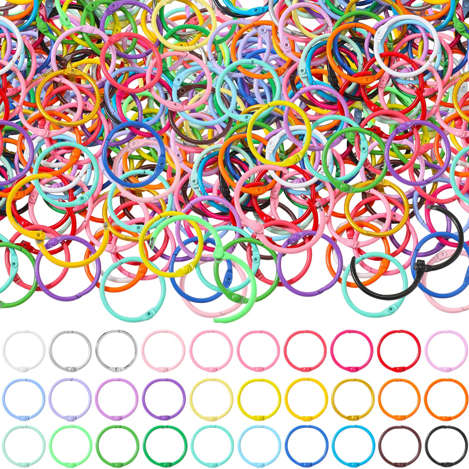 Saypacck 150 Pcs Loose Leaf Binder Rings Colorful Book Rings Metal Notebook Paper Flash Cards Keychain for Index Cards Students Teachers Workers