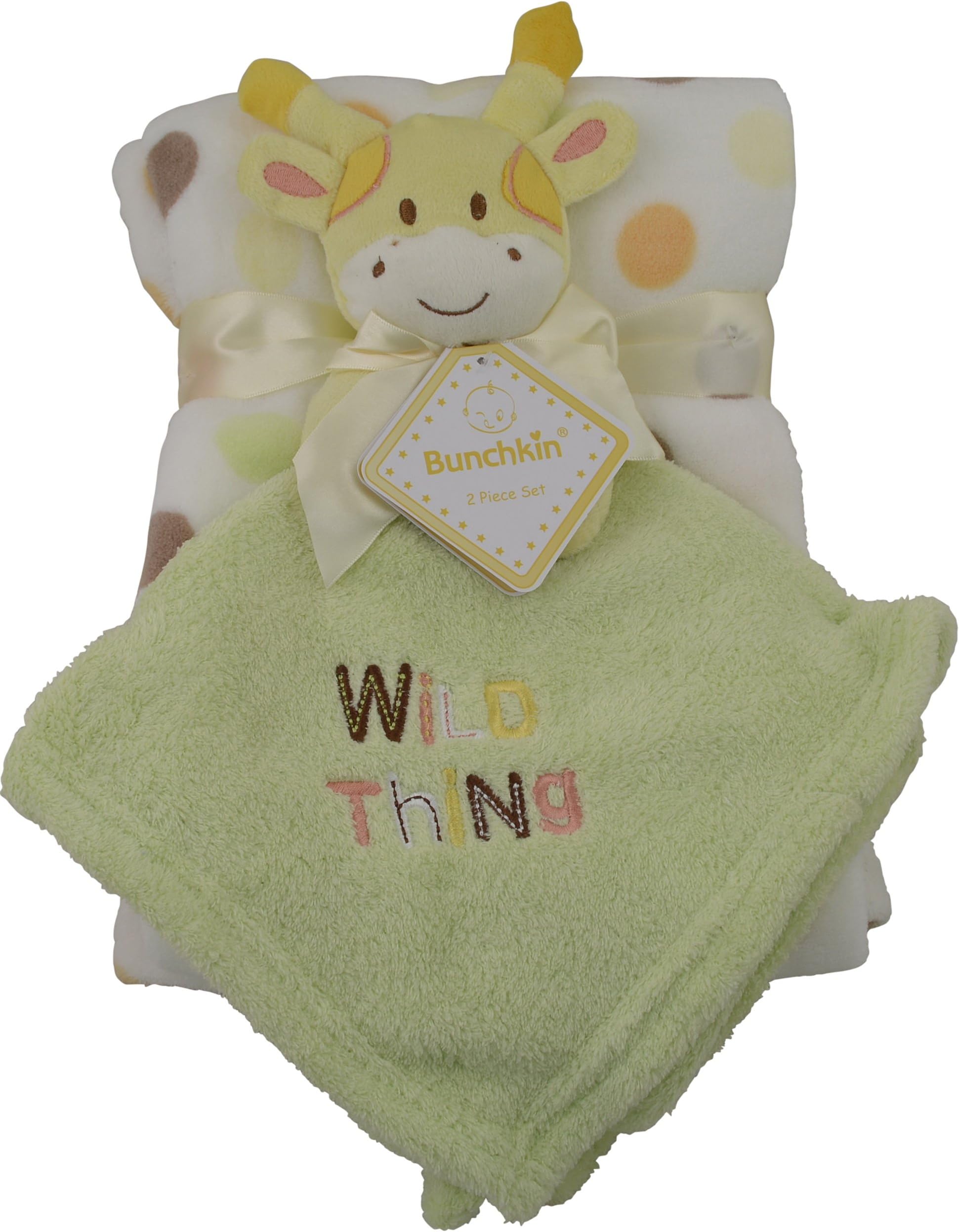 Bunchkin Polka Dots Baby Blanket with Giraffe Security Baby Blanket [Green]