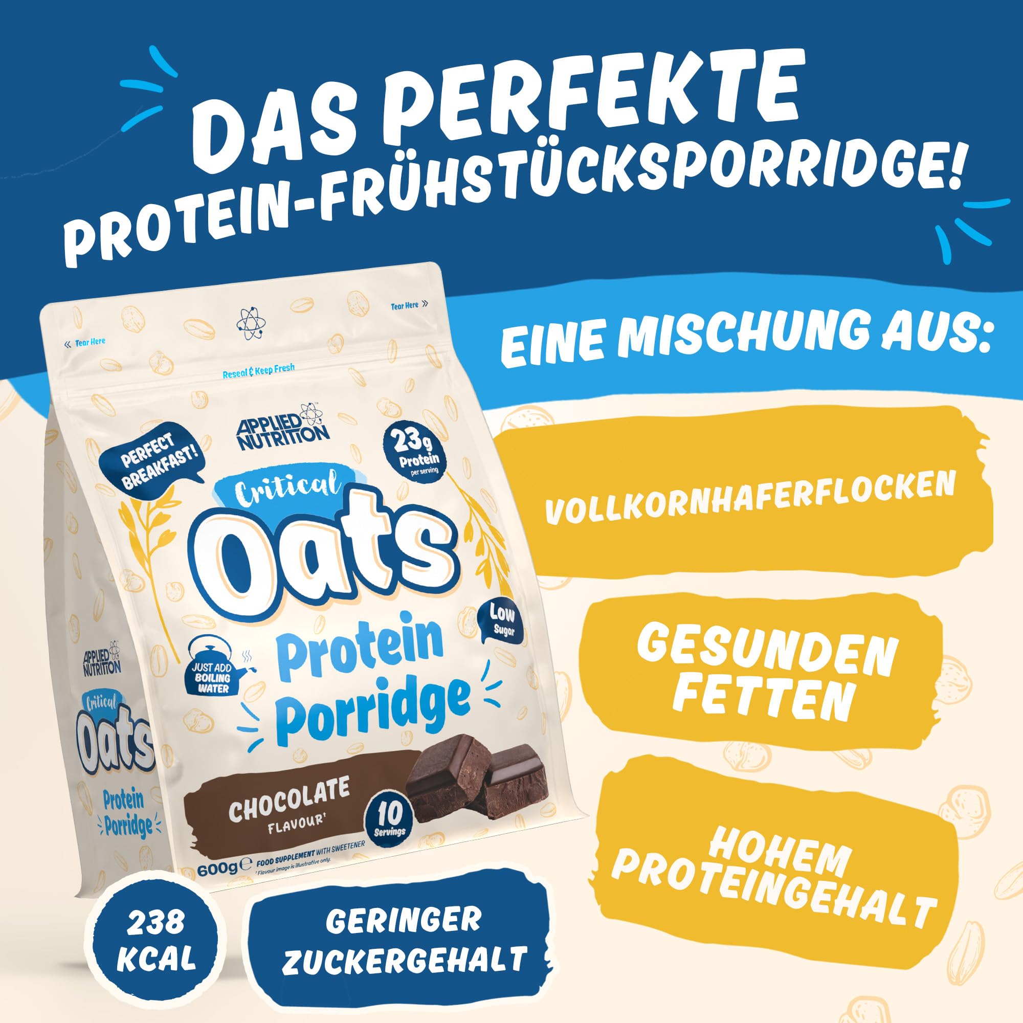 Applied Nutrition Protein Porridge Critical Oats - Whey Protein Mischung | ISO-XP Proteinisolat, Aminosäuren, Einfaches Mischen (3Kg, Golden Syrup)