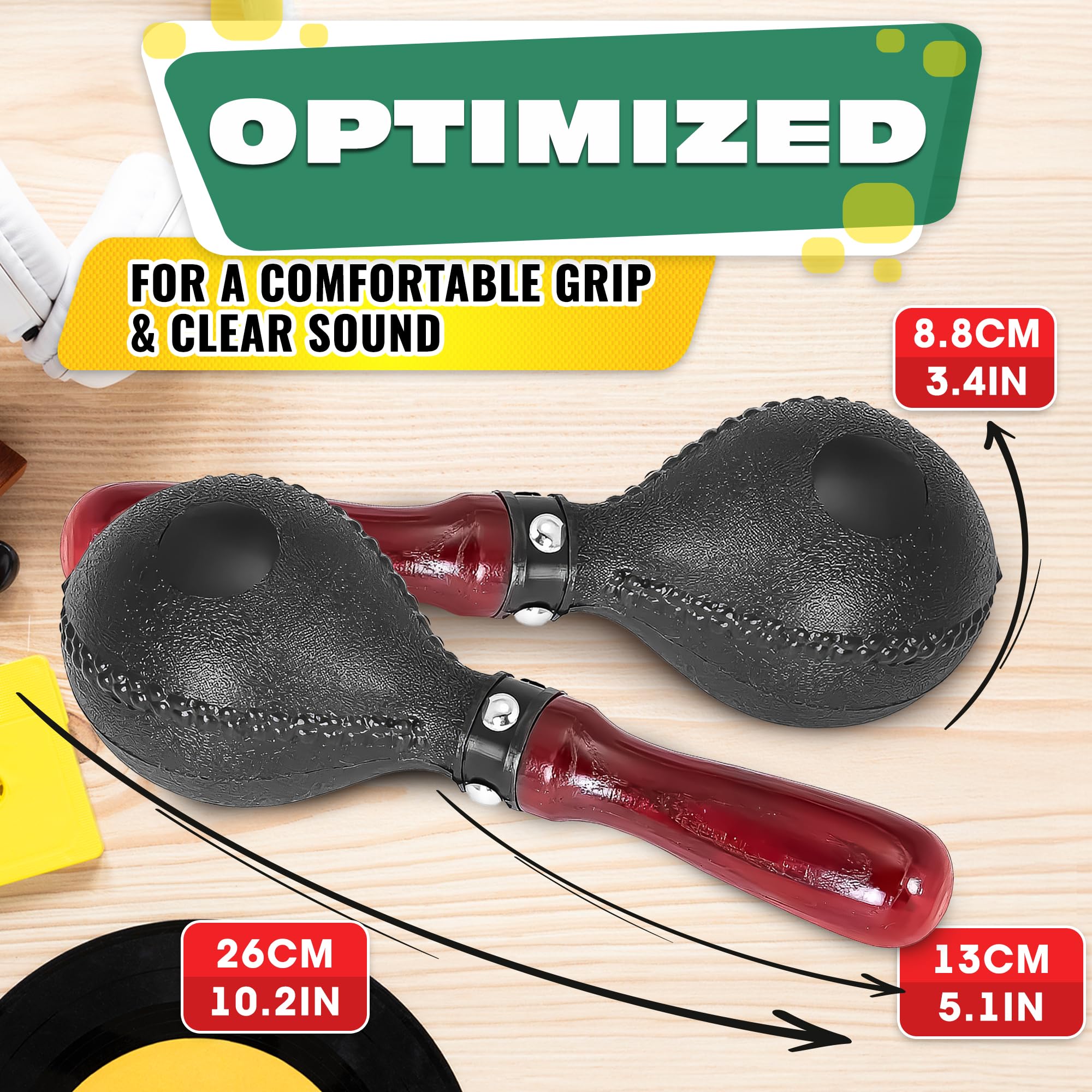 2 maracas grandes de madera para instrumentos musicales para adultos