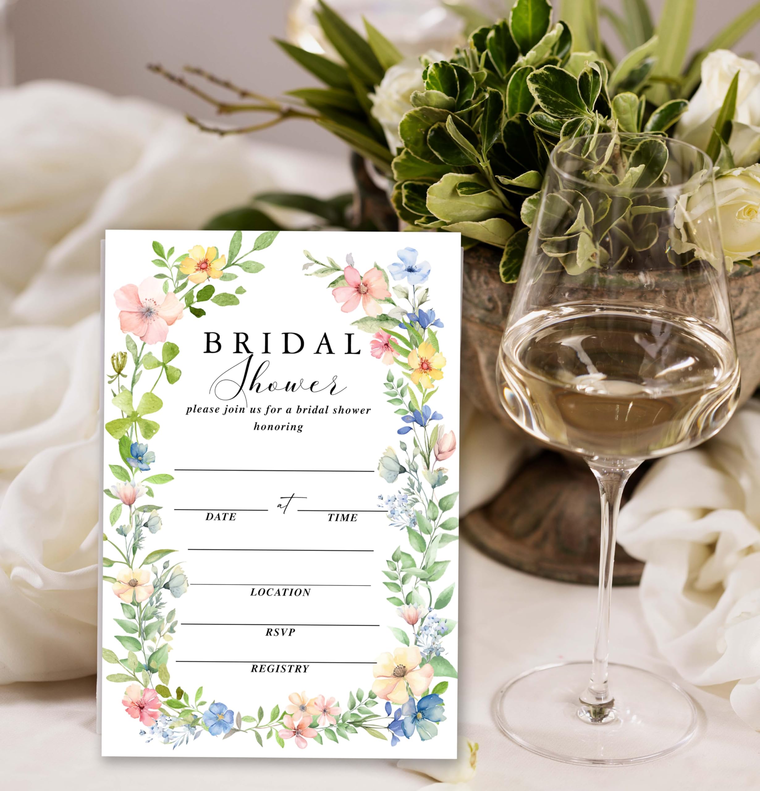 Hochzeitseinladungen für Brautpartys, 25 bunte Sets, Hochzeitseinladungskarten mit Umschlägen, florale Hochzeitseinladungen für Verlobung, Party, Dekorationen (B07)