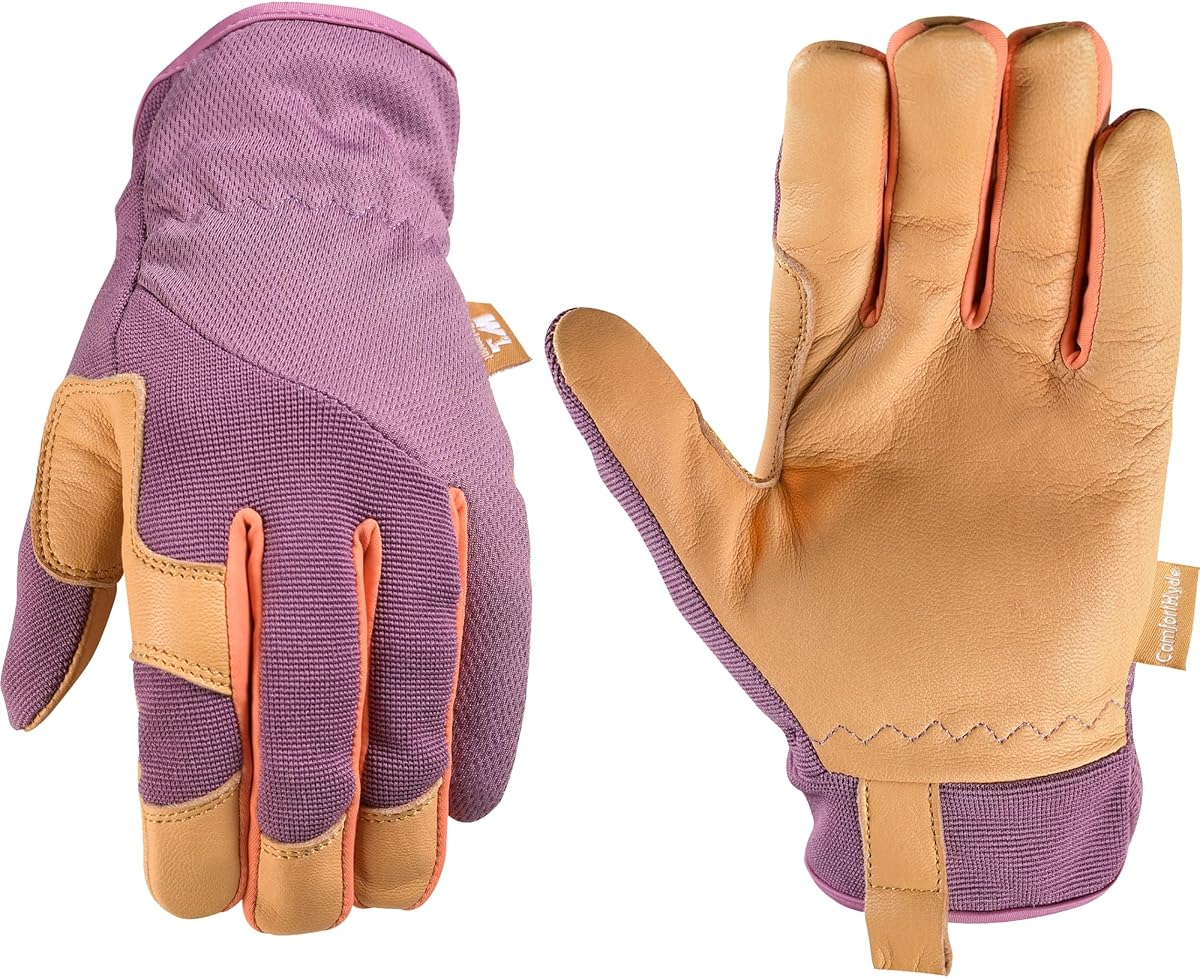 Wells Lamont Women's ComfortHyde Goatskin Leather Mesh Work Gloves, Medium