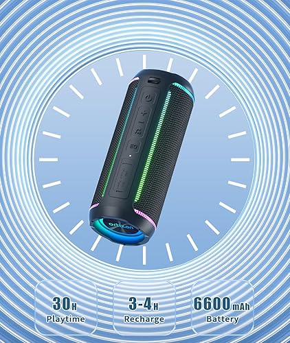 Miniatura 5 de Ortizan Altavoz Bluetooth portátil, sonido HD de 40 W y graves profundos, IPX7 impermeable, estéreo inalámbrico verdadero, Bluetooth 5.3, tiempo de