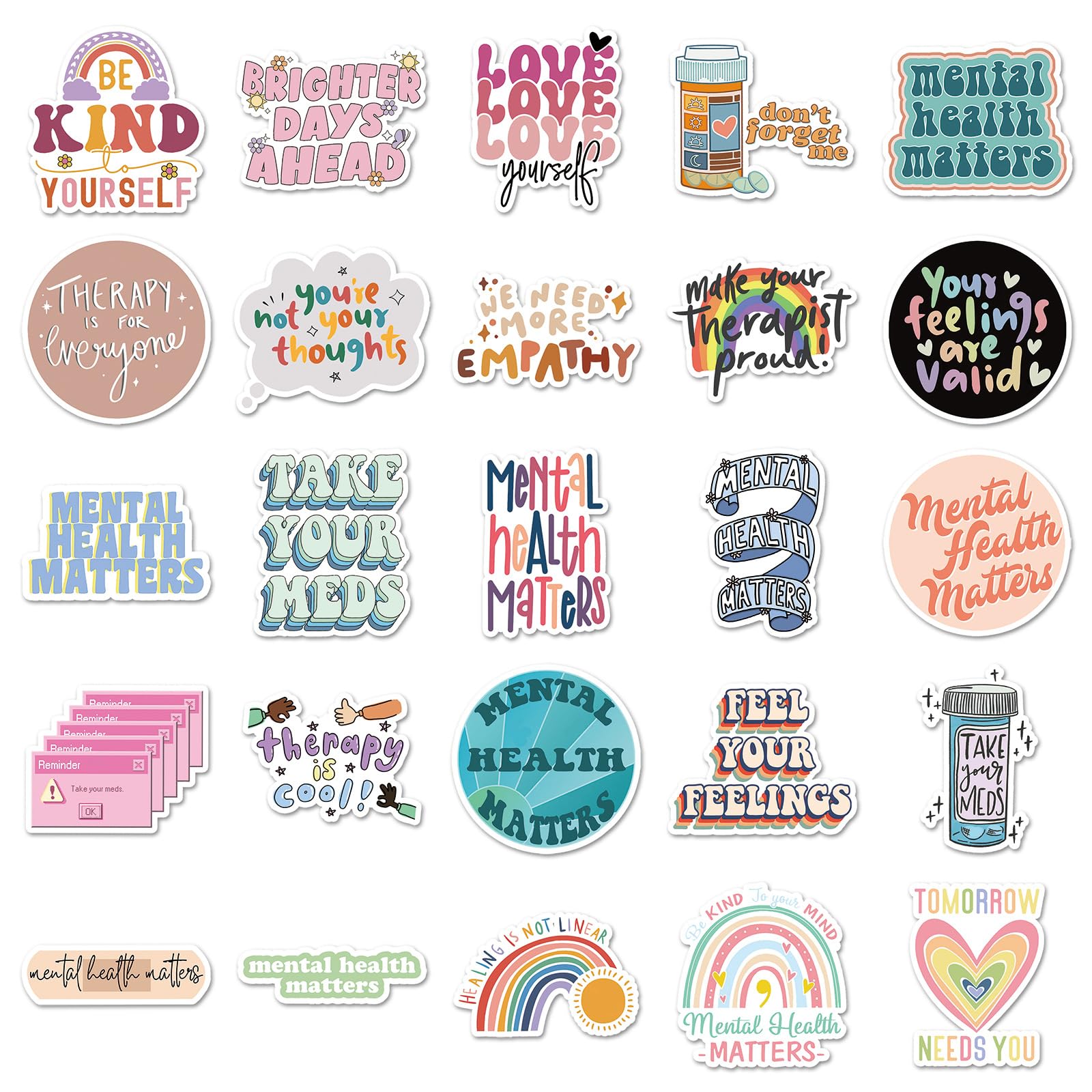 Collection D'autocollants De Santé Mentale Enfantine | Vecteur Premium