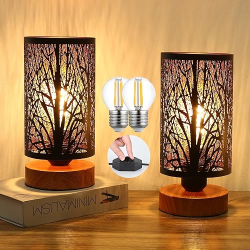 Miniatura 7 de Lámpara de mesa rústica negra para dormitorio, pequeña, de granja, regulable, lámparas de mesita para mesa de noche, lámpara de pie industrial con