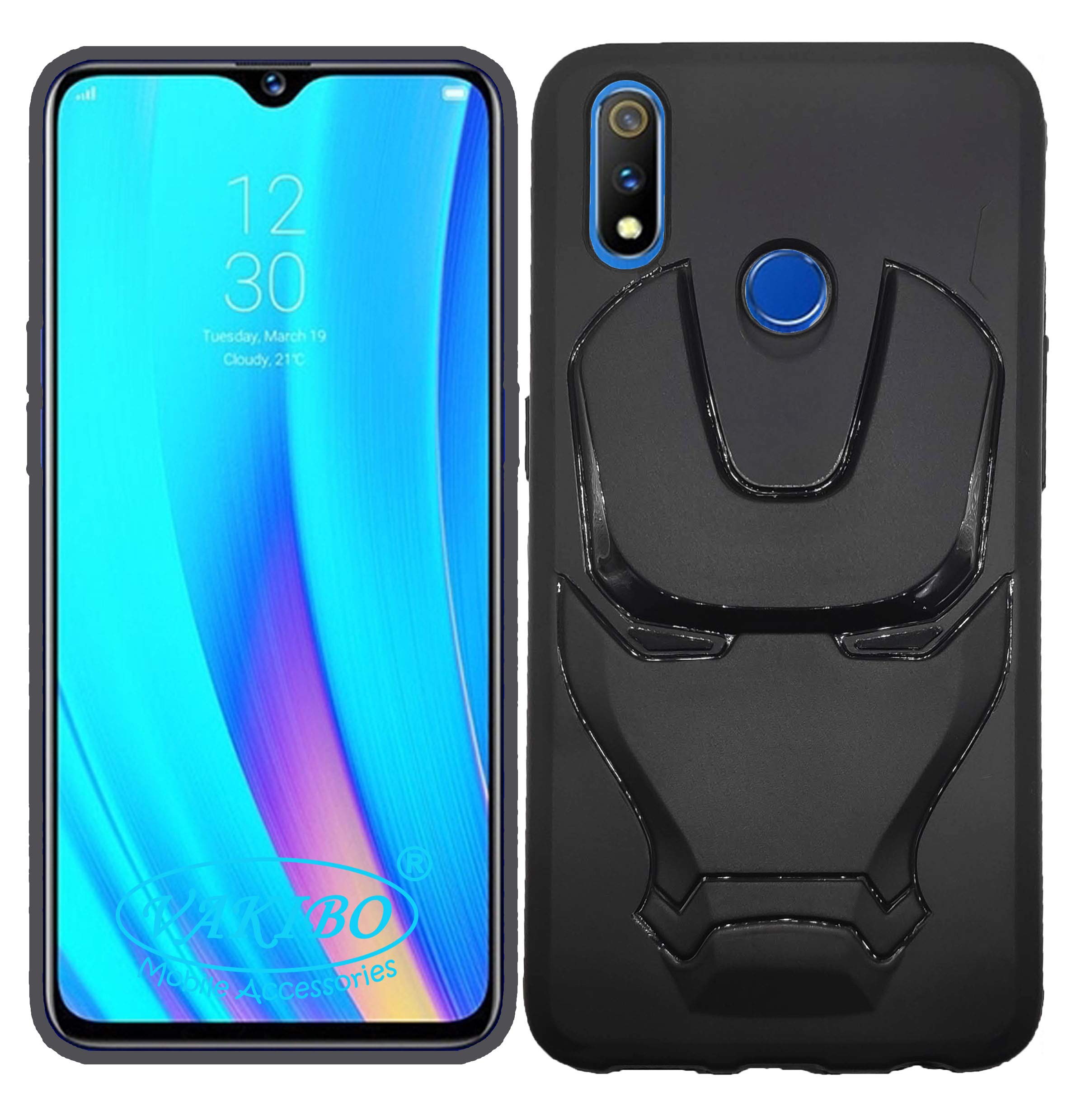 VAKIBO (With Device) 3D Mask Iron-Man Avenger Series Shockproof Design Soft Silicon TPU Back Case Cover Suitable for Realme 3 Pro