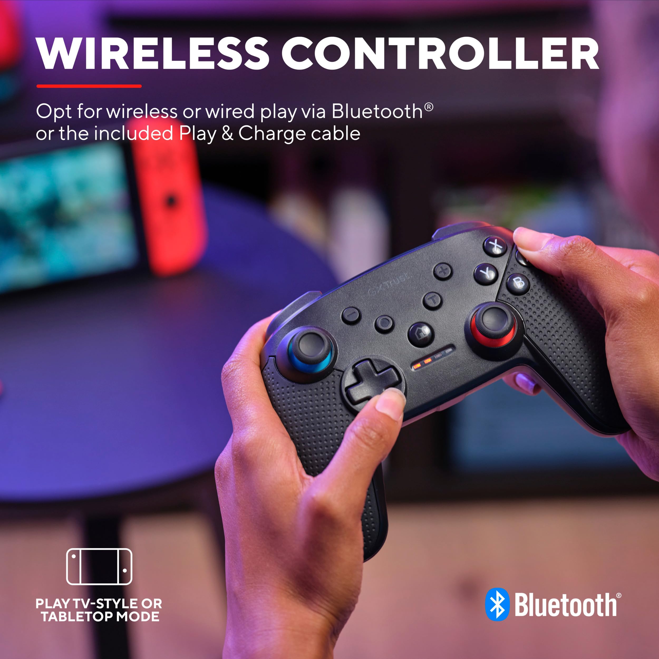 Trust GXT 1246 Muta Controller Nintendo Switch Wireless con Bluetooth, Vibrazione Dual Shock, Sensore di Movimento, Pulsante Turbo, 15h di Gioco, Gamepad per Nintendo Switch, Lite, OLED, Nero