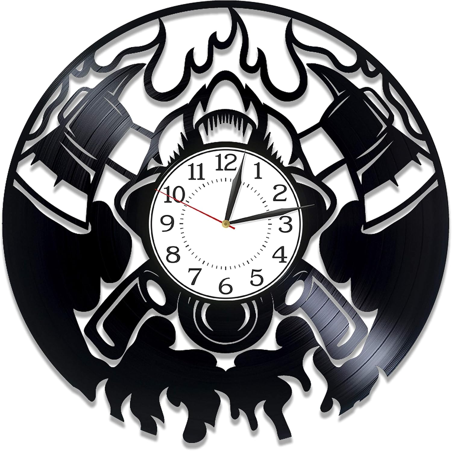 Profession Vinyl Record Wall Clock Fire Department Wall Clock for Man Firefighter Original Home Decor Fire Department Handmade Clock 12 Inch Profession Birthday Gift for Boy