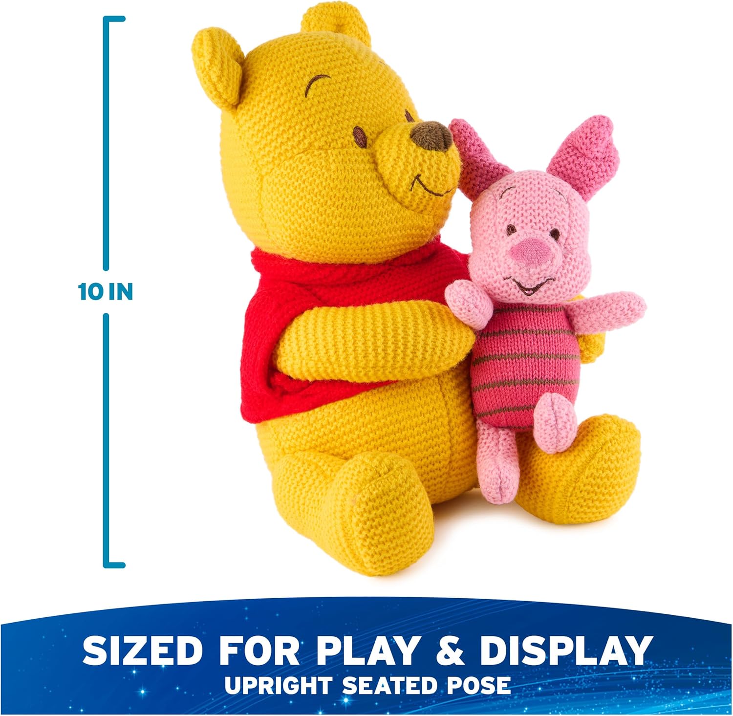 GUND Disney Official Pooh and Piglet Knit Plush, Winnie The Pooh, Stuffed Animal for Ages 1 and Up, Yellow/Pink, 10”