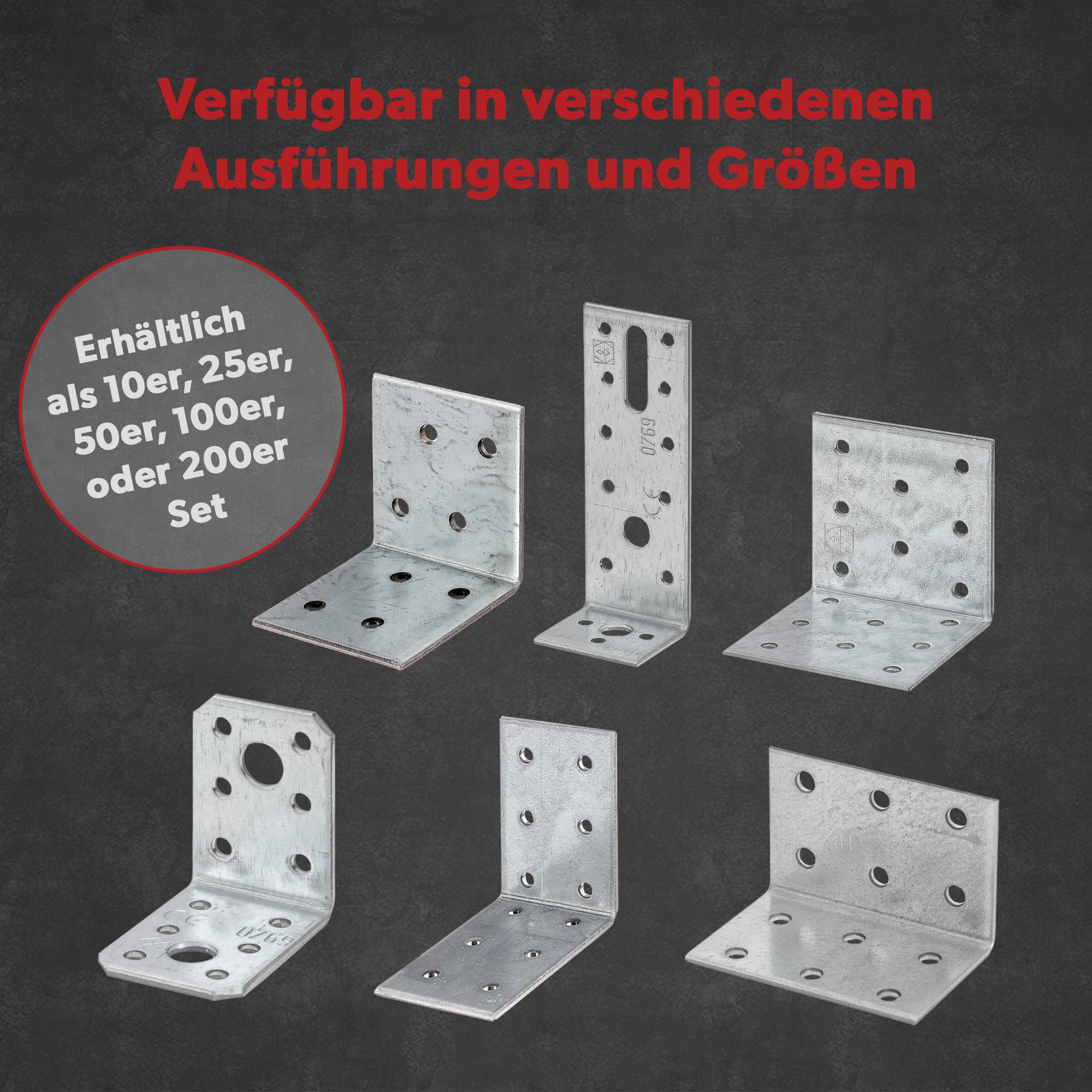 25 x siwitec Winkelverbinder aus sendzimirverzinktem Stahl, 105 x 105 x 90 mm, witterungsbeständige Holzverbinder, Stahlwinkel, Eckwinkel, 90 Grad Winkel, Bauwinkel