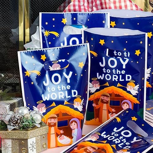 Miniatura 5 de 200 bolsas de plástico para golosinas, bolsas para regalos de fiesta, 5 mil, 6.8 x 10 pulgadas, bolsas de mercancía con asa, bolsas de venta al por