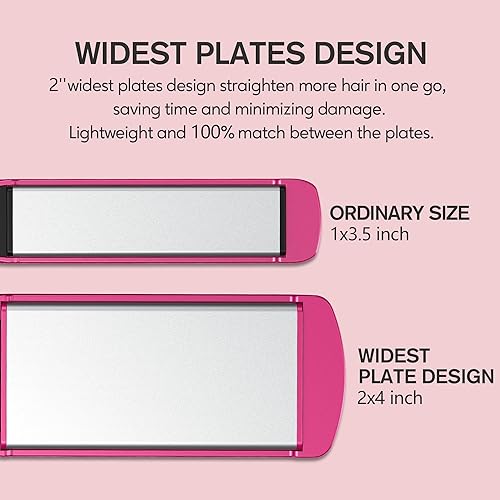 Miniatura 3 de Terviiix Plancha plana para el cabello, plancha plana de cerámica de 2 pulgadas de ancho para el cabello, plancha alisadora profesional con