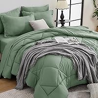 Vista 63 de HEVUMYI - Juego de edredón Queen de 7 piezas para todas las estaciones, ultra suave, ropa de cama en una bolsa, con edredón, sábana encimera, sábana