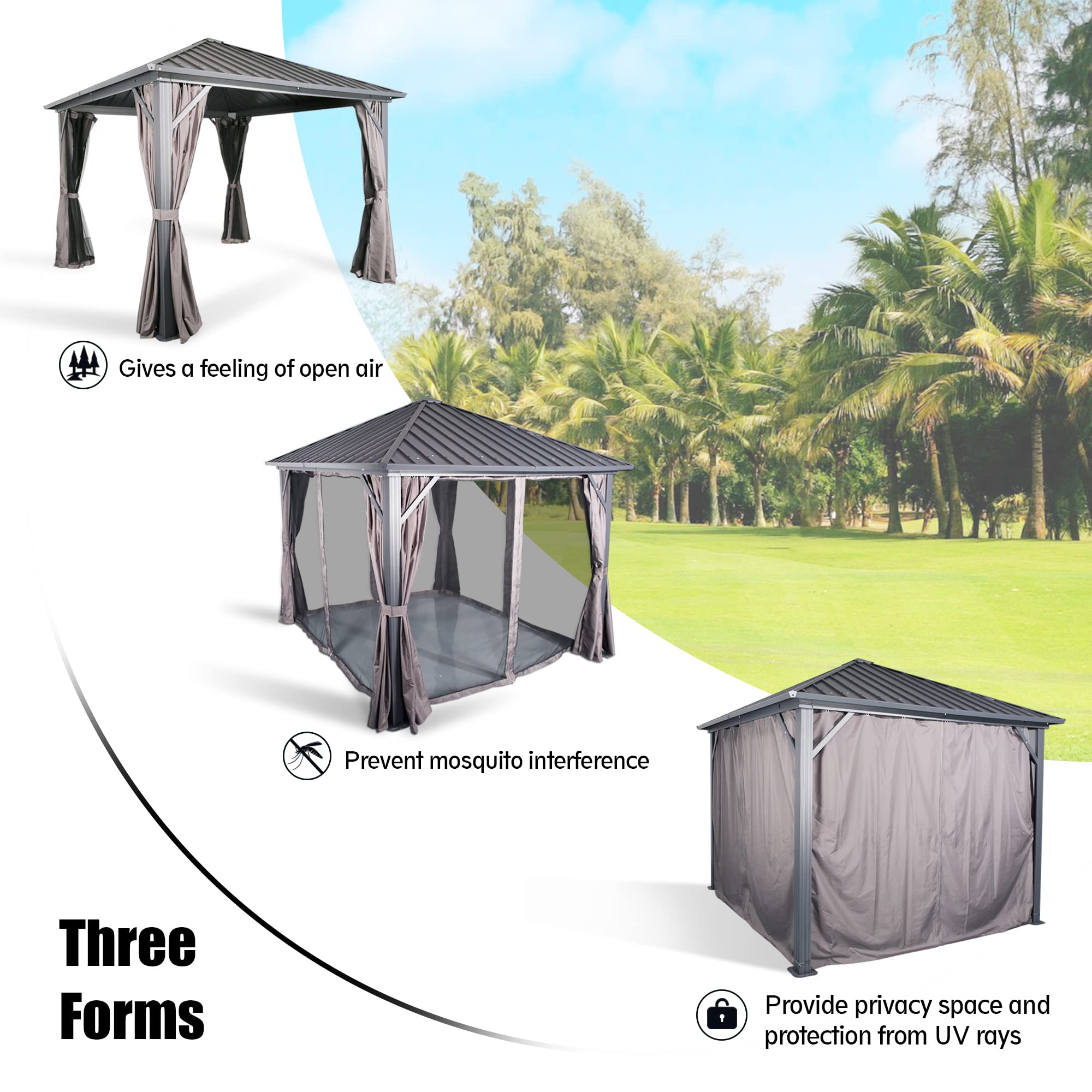 Patio Tree 10' x 10' Outdoor Hardtop Gazebo Patio Aluminum Permanent