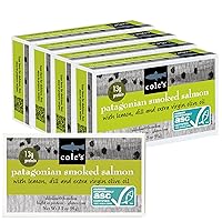 Vista 11 de COLE'S MARISCOS - Salmón ahumado empaquetado a mano en aceite de oliva, mariscos sin conservantes, pescado enlatado, alto en proteínas y omegas