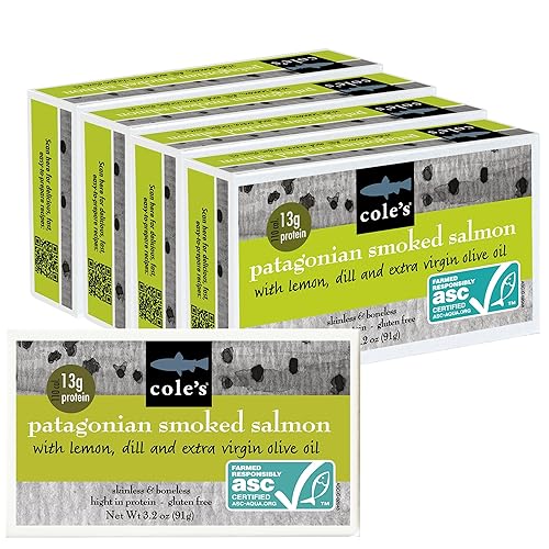 Miniatura 16 de COLE'S MARISCOS - Salmón ahumado empaquetado a mano en aceite de oliva, mariscos sin conservantes, pescado enlatado, alto en proteínas y omegas