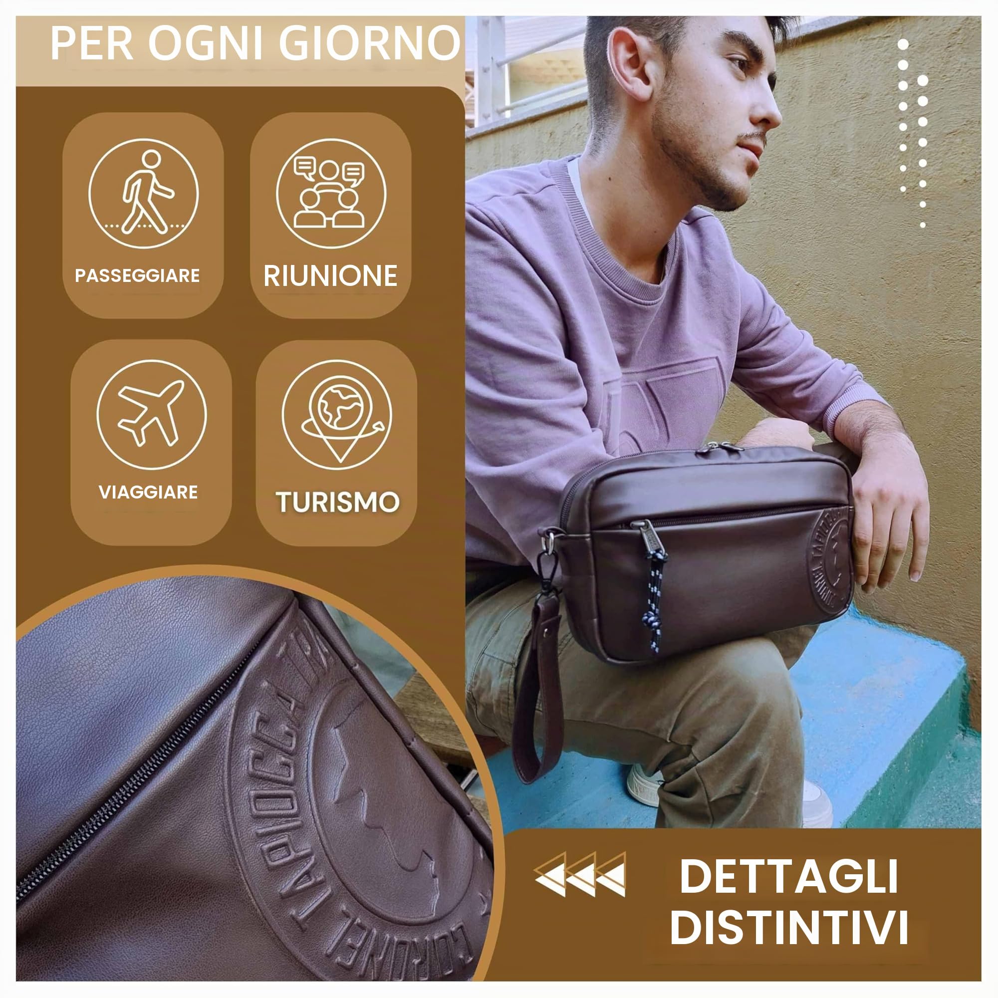 Coronel Tapioca - Pochette Uomo - Borsello Uomo a Mano - Pochette Uomo da Polso - Poscett Uomo - Pochette da Borsa - Poshet Uomo - Pochette da Uomo - Borsello Uomo