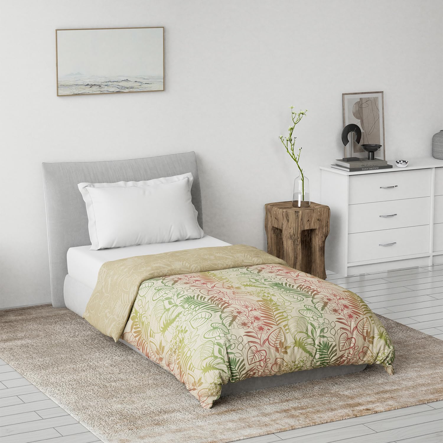 Ddecor 100% Cotton Single Reversible Dohar (137CM X 229 CM, Green) Digital Print Leaves-image-19