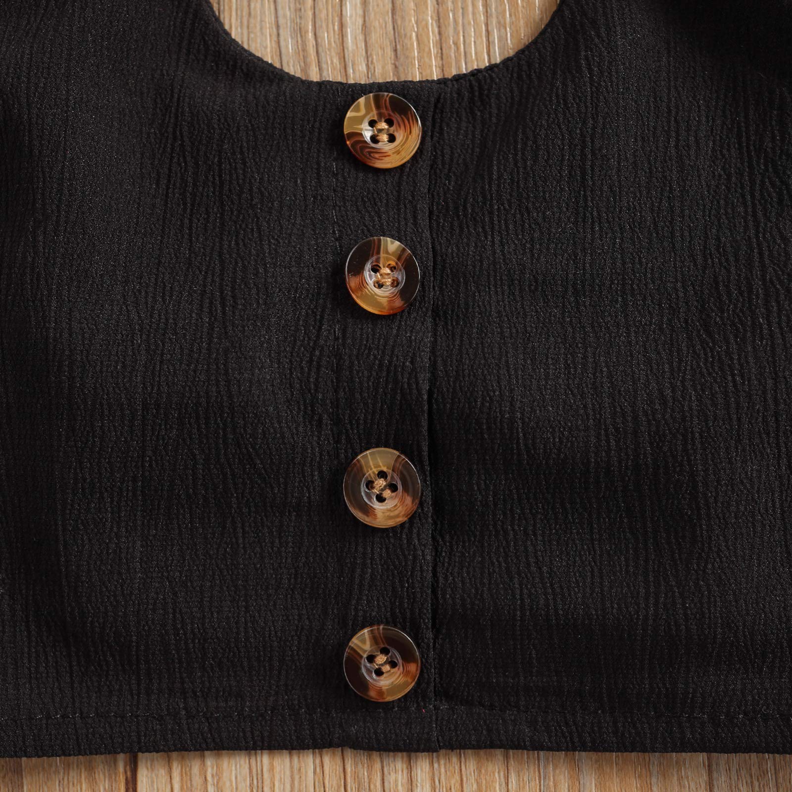 Lamuusaa Toddler Kid Baby Girls Valentine's Day Outfit Sleeveless Strap Crop Top Heart Belt Shorts Summer Clothes 1-6Y (Black, 2-3Y)